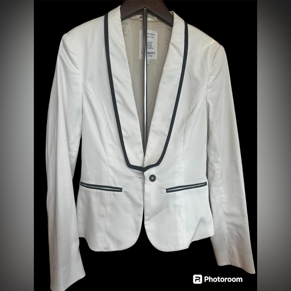 NWT - NEW Handmade in USA White (Bone White) Casino Tux Jacket with Black Trim